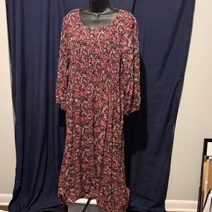Croft & Barrow Red Floral Long Sleeve Dress